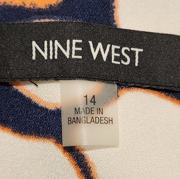 Nine West Women's Blazer Orange Blue and White Floral Jacket 14 Fully Lined - Picture 7 of 9